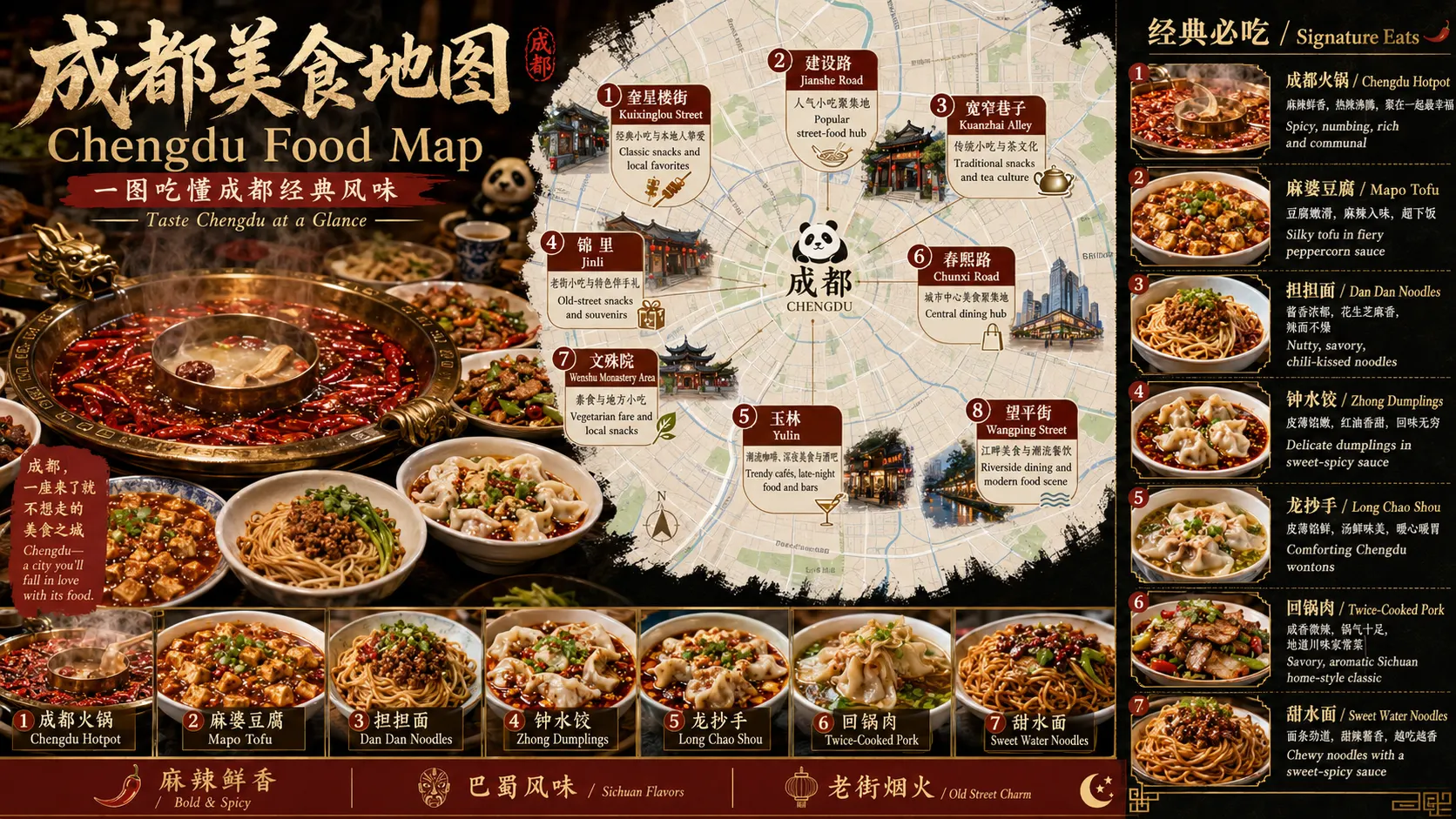 成都の代表的な食べ物地図