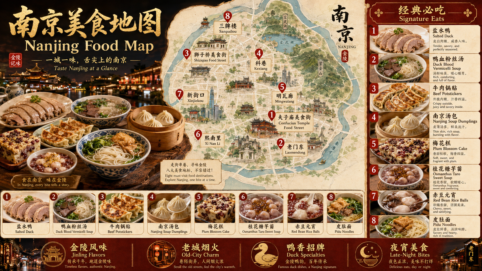 南京の代表的な食べ物地図