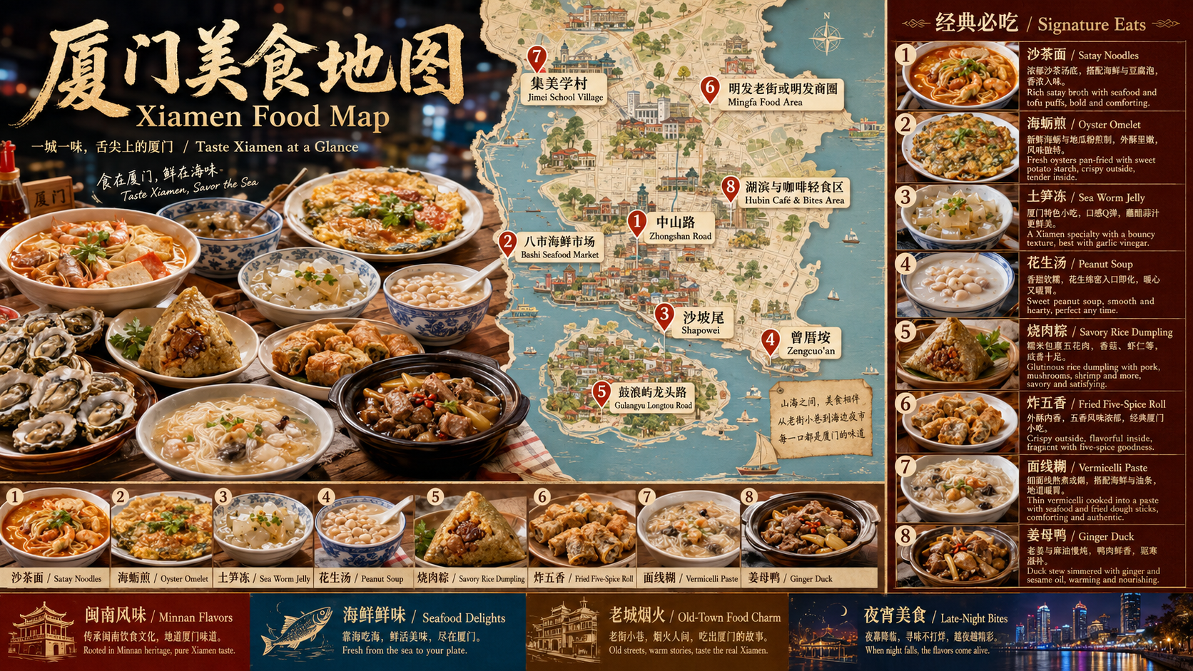 厦門の代表的な食べ物地図